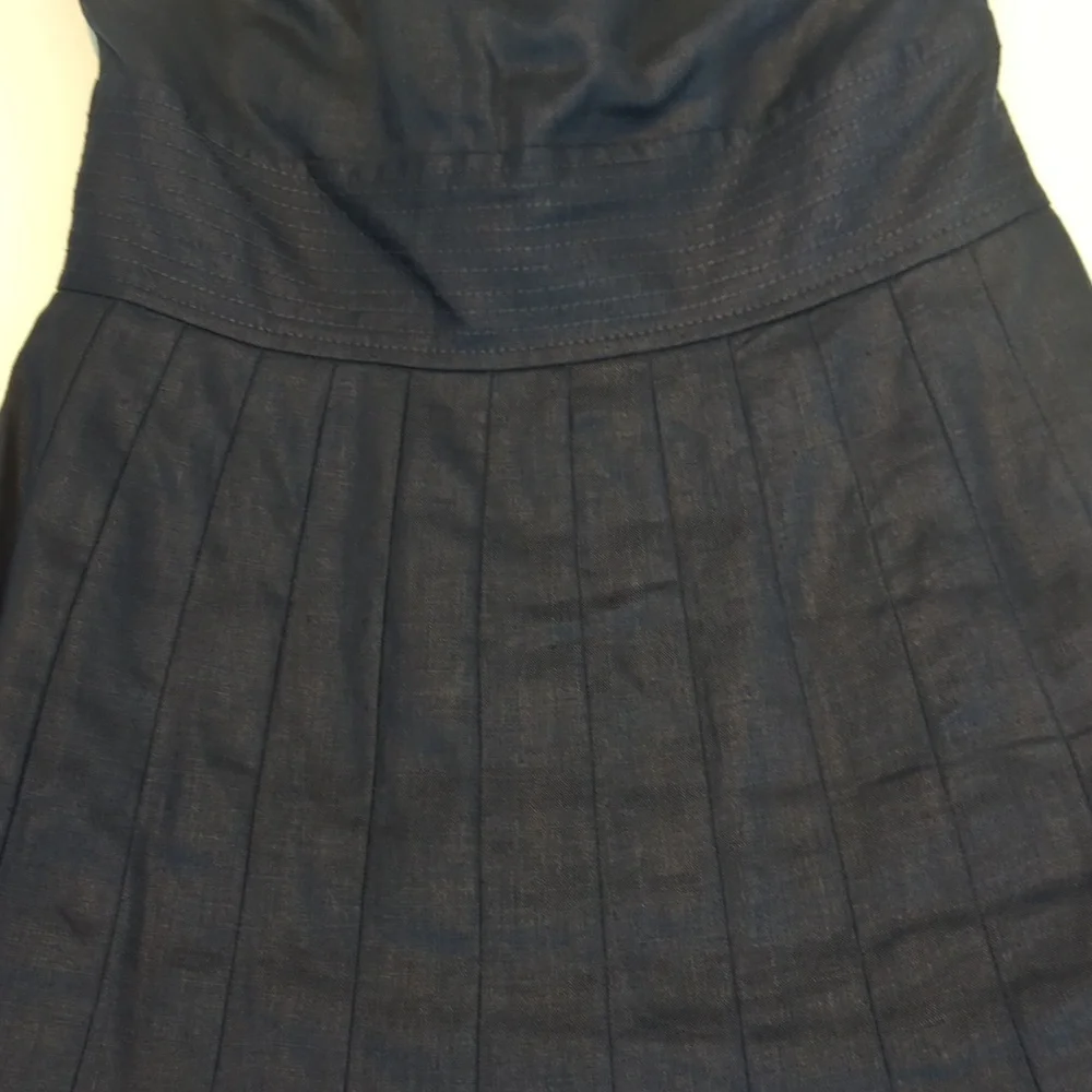 Jcrew strapless linen dress baby blue size 0 women's navy blue